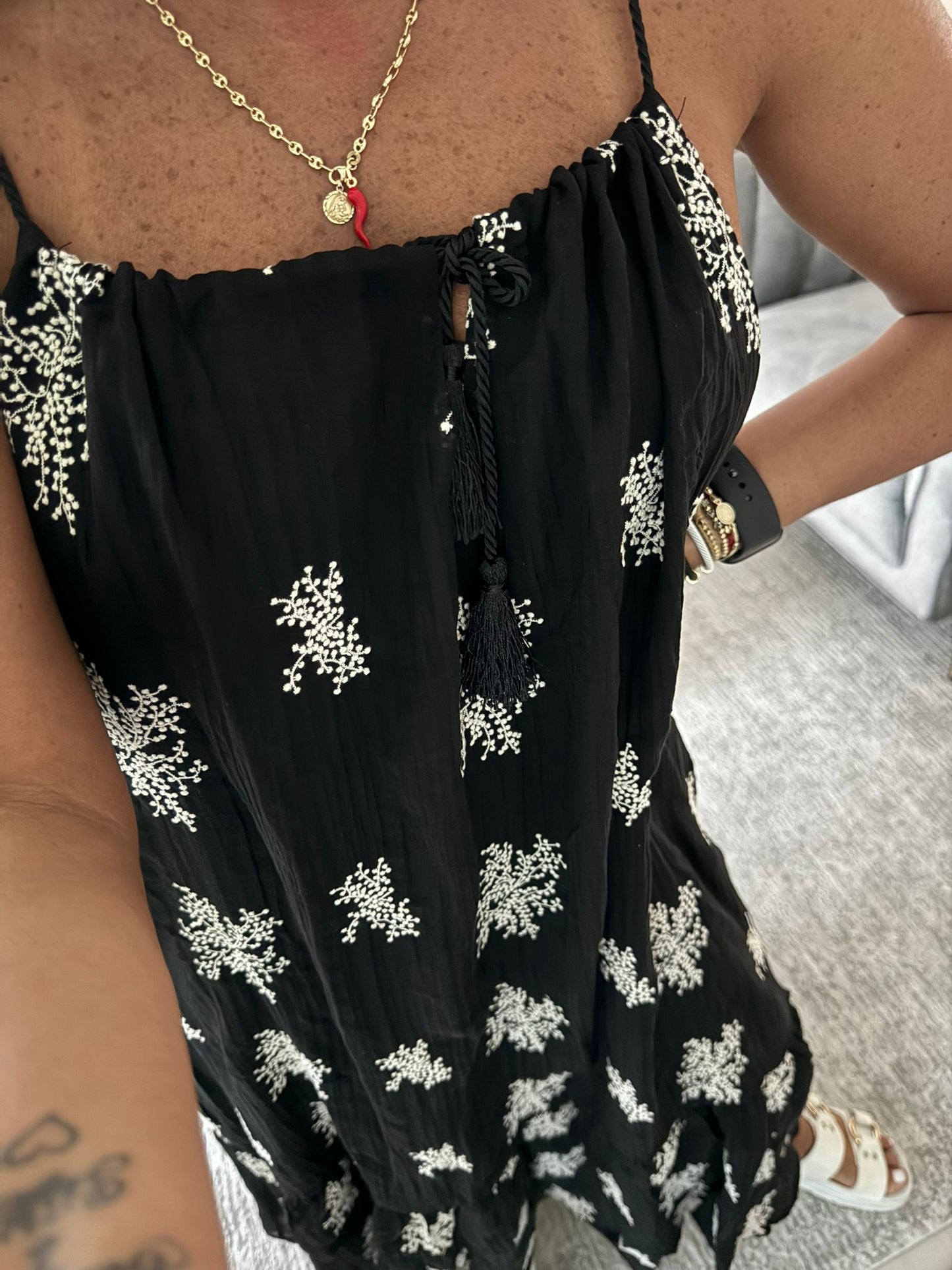 Light Floral Black and White Dress | Keekaty's