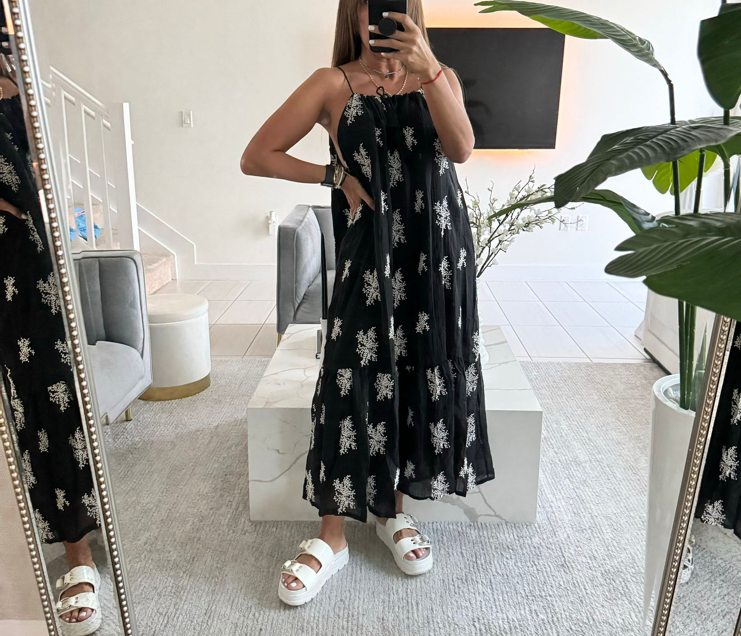 Light Floral Black and White Dress | Keekaty's